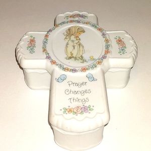 Precious Moments Cross Trinket Box Prayer Changes Things 1993 Vintage
